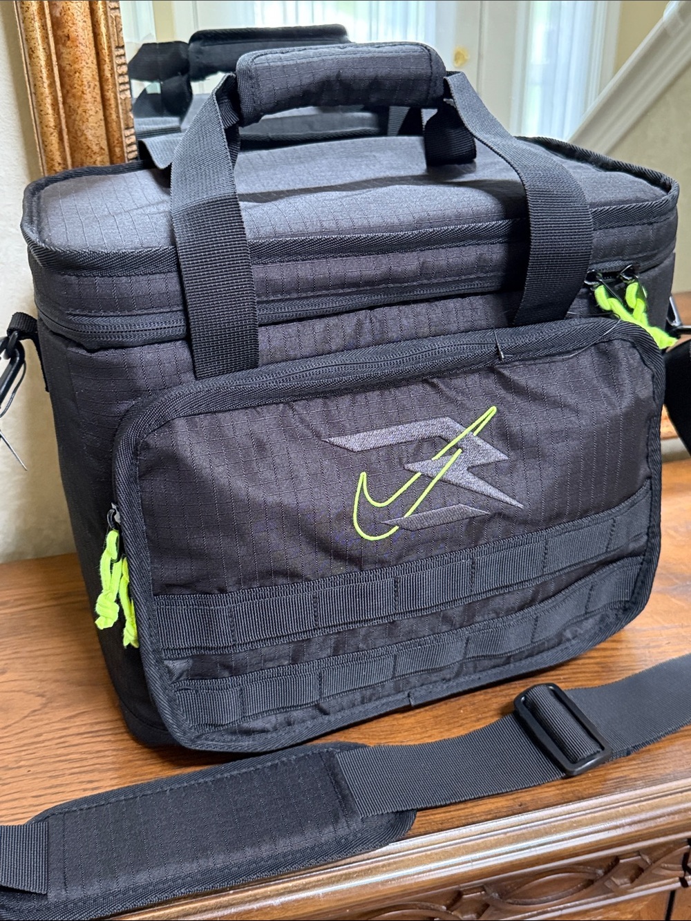 New w/o paper tag. Nike Black Duffel Cooler Bag with Neon Green Accents